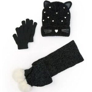 NEW set cute girls cat beanie tuque gloves and scarf